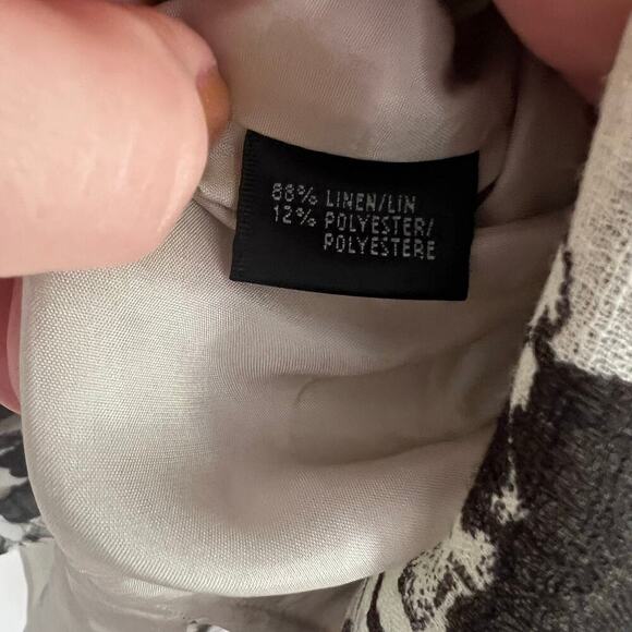 Lafayette 148 Women's 6P Linen Midi Skirt Abstract Floral White Pink Brown Green - Picture 4 of 12